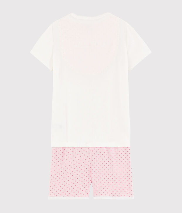 Girls' Seahorse Pattern Cotton Short Pyjamas white/pink