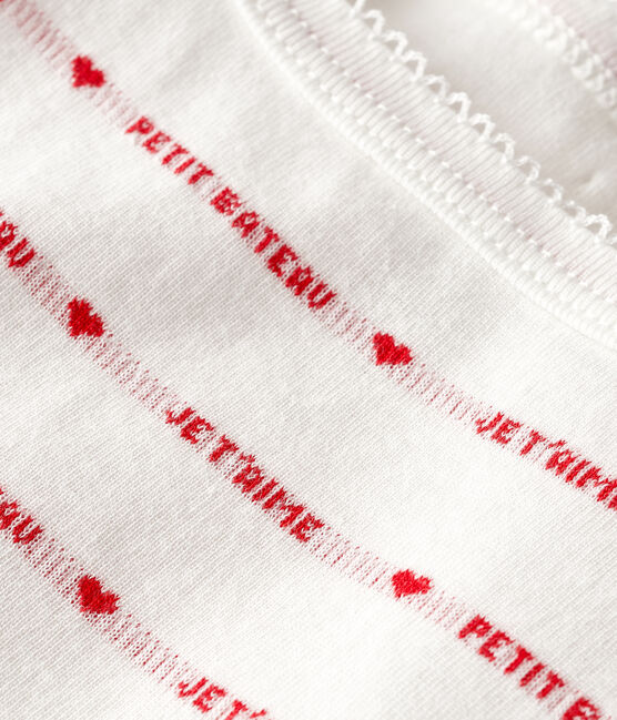 Women's cotton chemise with straps MARSHMALLOW white/TERKUIT red