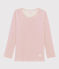 Girls' Pinstriped Long-Sleeved Wool/Cotton T-Shirt CHARME pink/MARSHMALLOW white