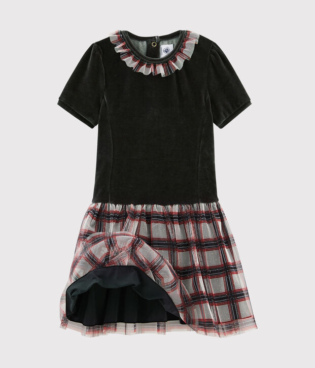 Girls' Short-Sleeved Dress black/multicolor