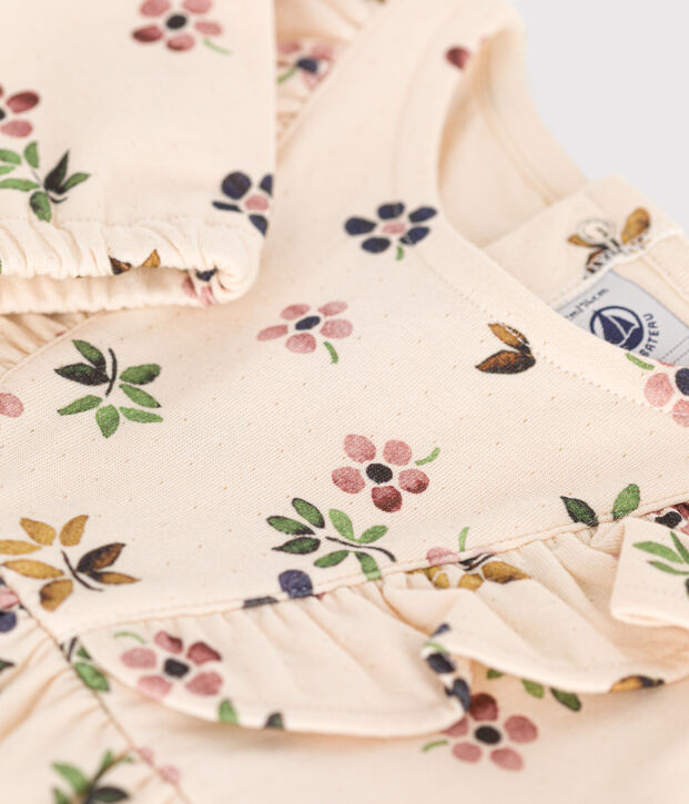 Babies' long-sleeved tube knit dress Ecru/multicolor