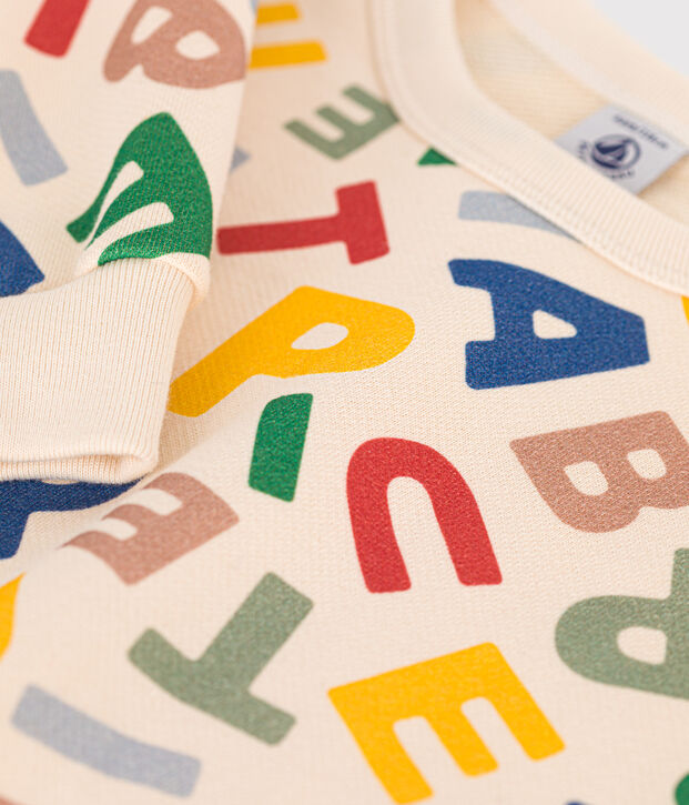 Little boys' fleece sweatshirt Ecru/multicolor