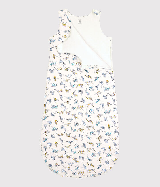 Babies' Panther Patterned Organic Cotton Sleeping Bag MARSHMALLOW white/MULTICO white