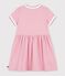 Children's short-sleeved stripy cotton dress pink/white
