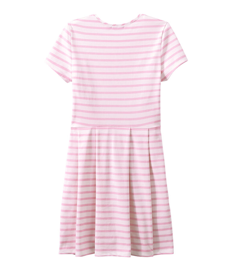 SHORT SLEEVE DRESS MARSHMALLOW white/BABYLONE pink