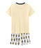 Boys' cropped ribbed pyjamas MARSHMALLOW white/MULTICO white