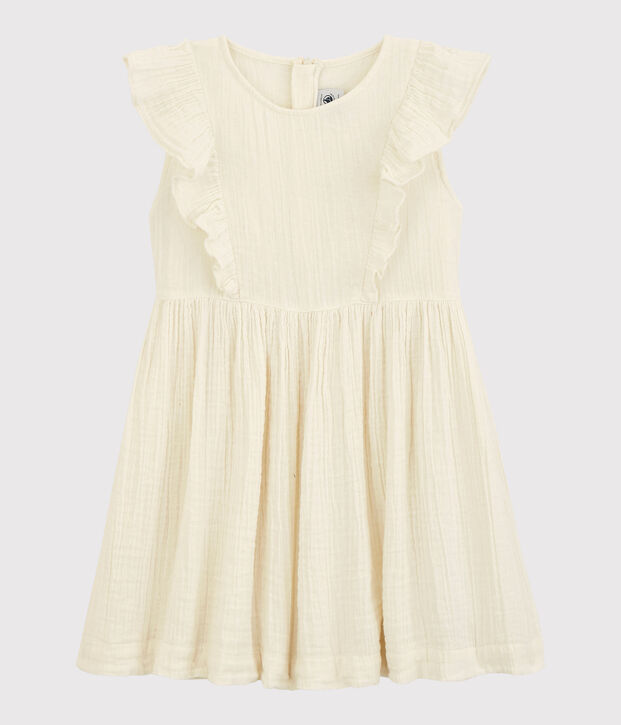 Girls' Organic Cotton Gauze Dress white