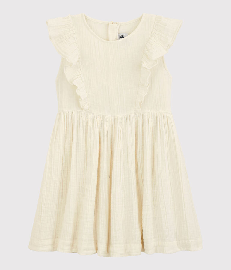 Girls' Organic Cotton Gauze Dress white