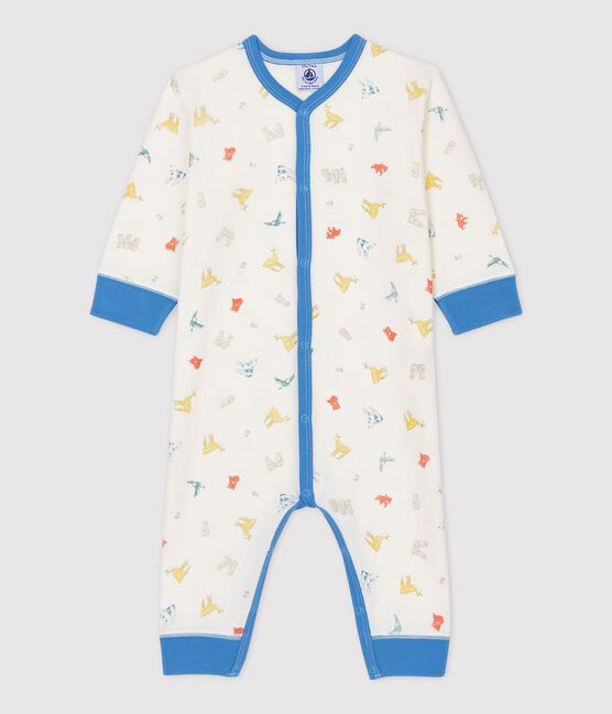 Babies' Footless Animal Patterned Organic Cotton Sleepsuit MARSHMALLOW white/MULTICO white