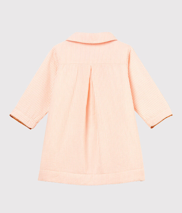 Baby girls' striped coat white/pink