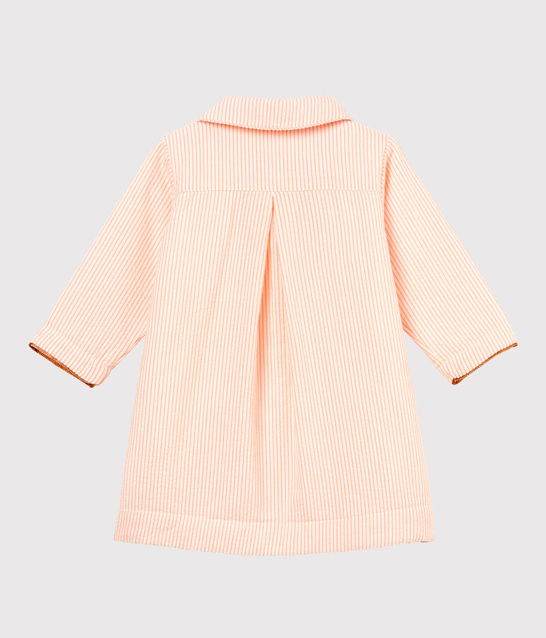 Baby girls' striped coat white/pink