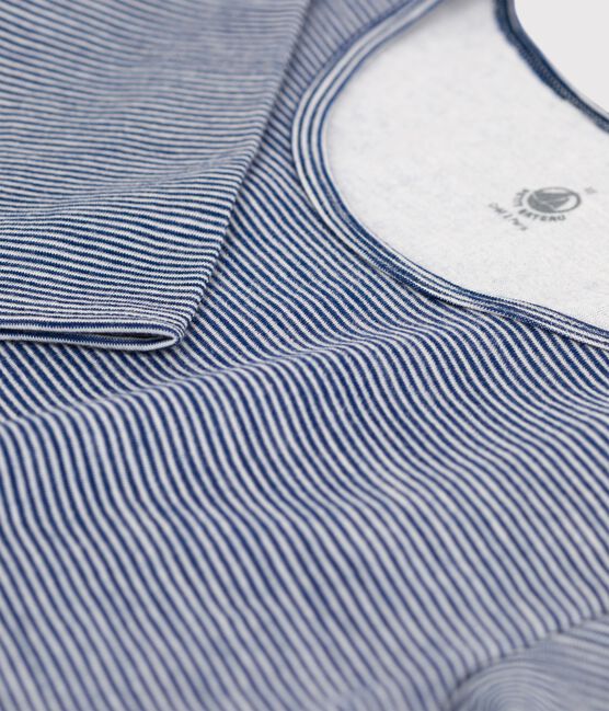 Women's Striped Wool/Cotton Blend T-Shirt SMOKING blue/MARSHMALLOW white
