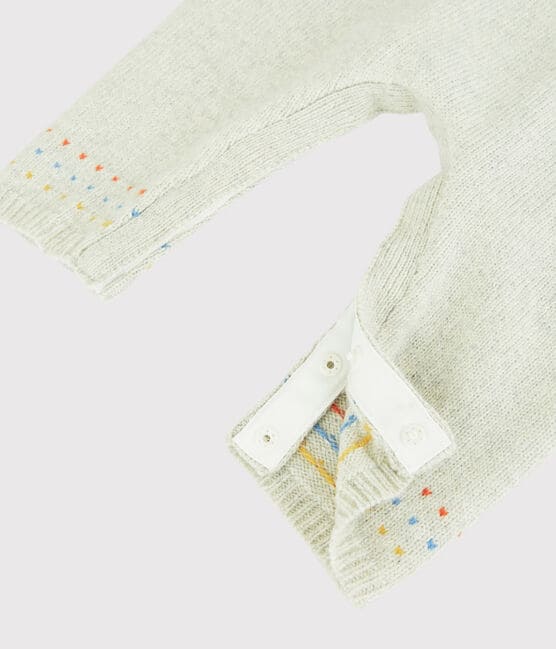 Babies' Patterned Knit Wool Jumpsuit MONTELIMAR CHINE beige