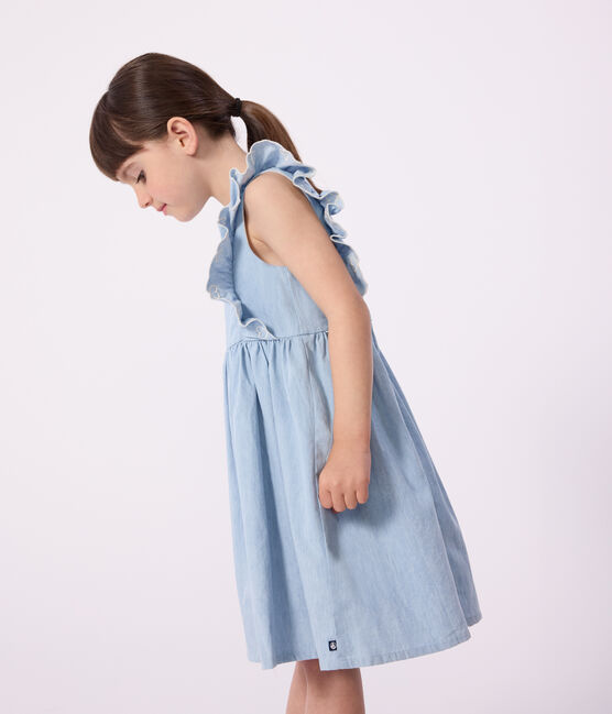 Children's sleeveless cotton dress BLEU CLAIR blue