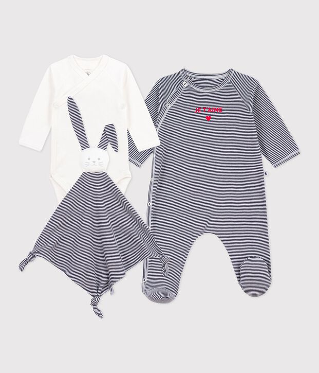 Newborn babies' stripy cotton gift box multicolor