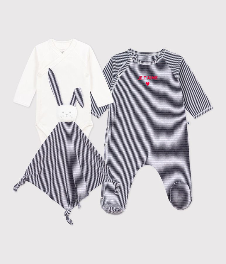 Newborn babies' stripy cotton gift box multicolor