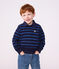 Children's stripy cotton polo neck sweatshirt blue/green/blue