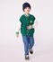 Children's varsity-style jacket in plain cotton EVERGREEN green/MILK