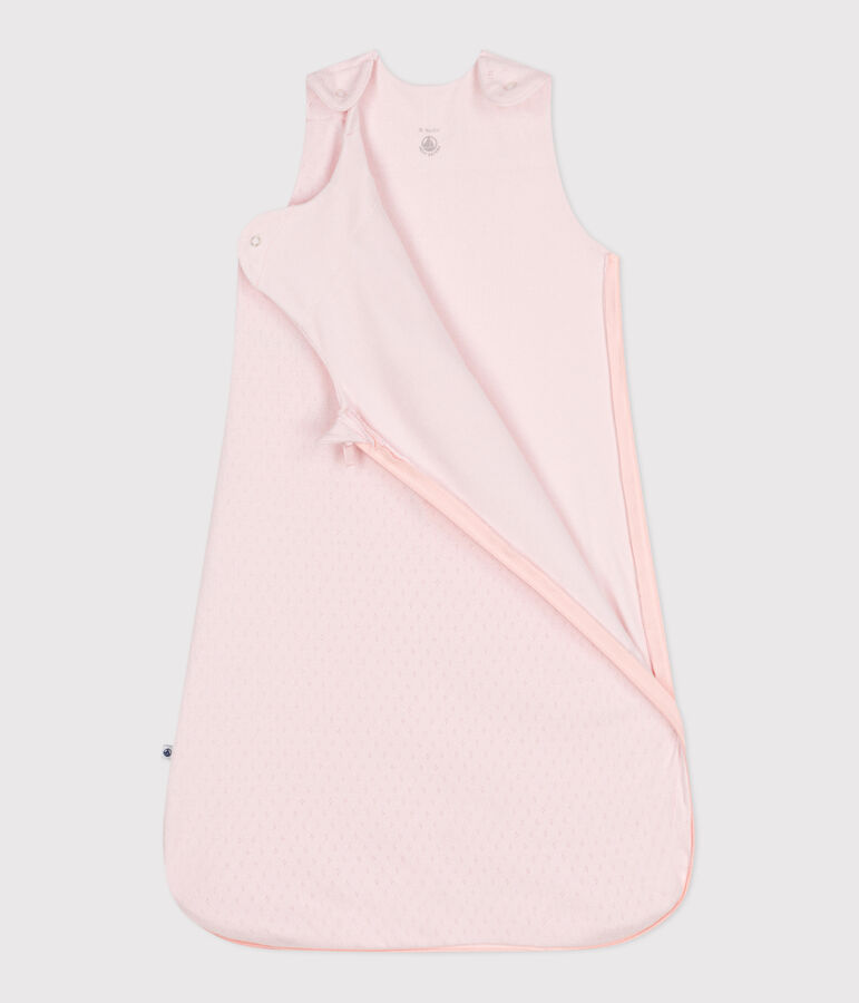 Baby sleeping bag in plain cotton TOG 0.5 pink