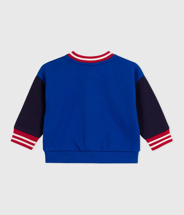Babies' varsity-style cotton jacket in two colours OLYMPIC blue/SOIR