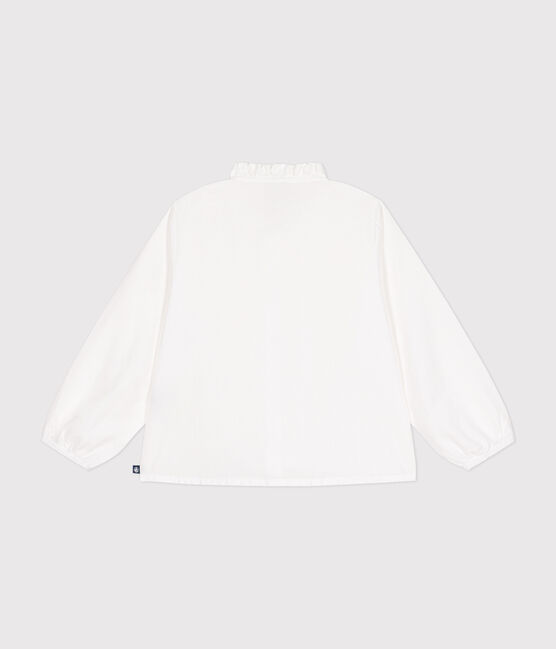 Little girl's long-sleeved woven fabric blouse ECUME white