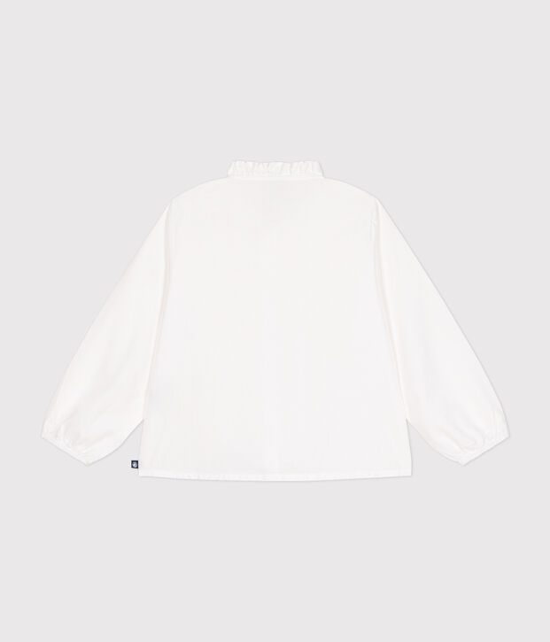 Little girl's long-sleeved woven fabric blouse white