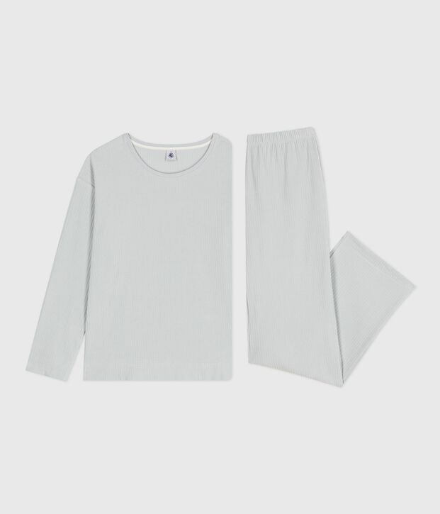 Women's straight-leg plain velour pyjamas blue