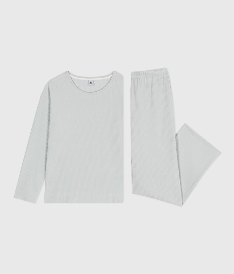 Women's straight-leg plain velour pyjamas blue