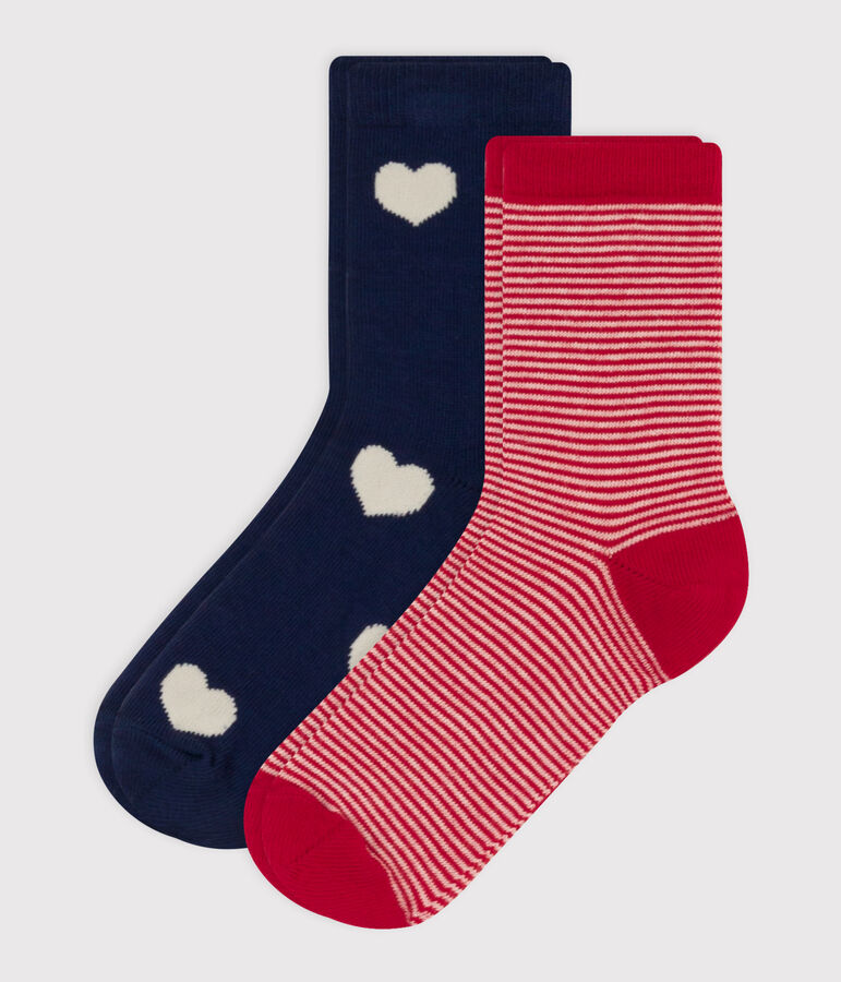 Children's Cotton Jersey Heart Socks - Pack of 2 multicolor