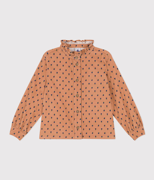 Girls' soft floral velvet blouse pink/multicolor