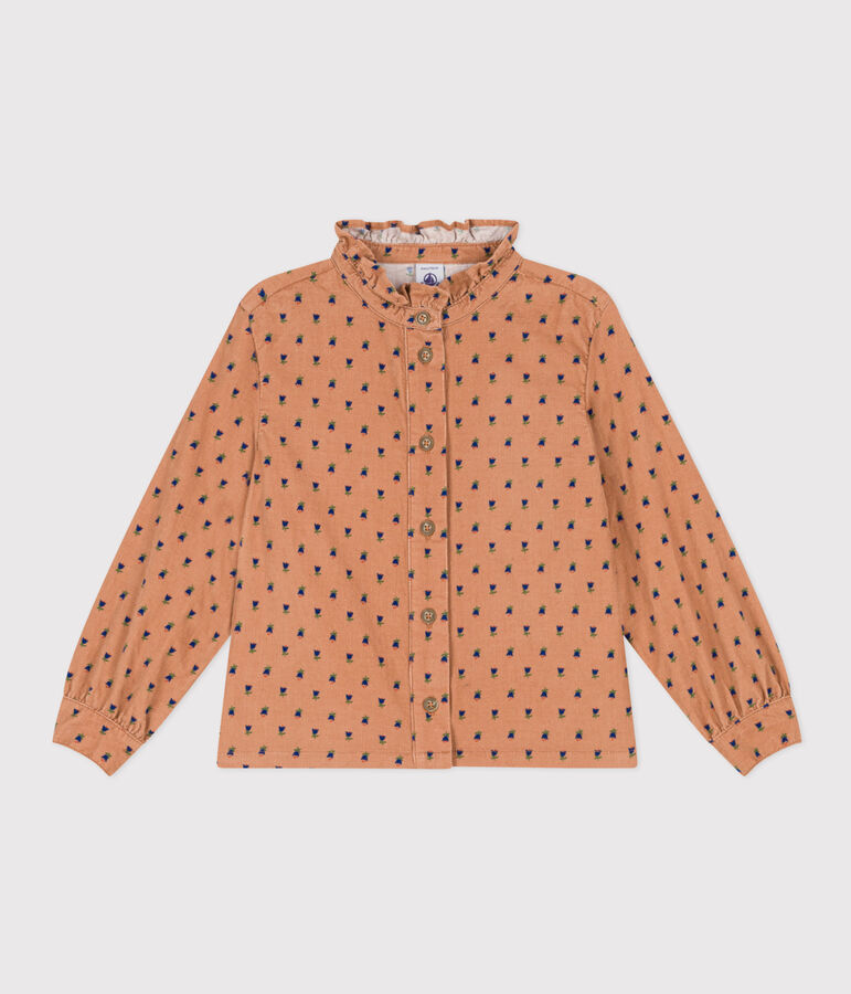 Girls' soft floral velvet blouse pink/multicolor