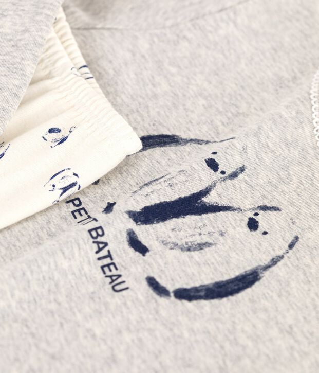 Children's penguin print cotton pyjamas grey/multicolor