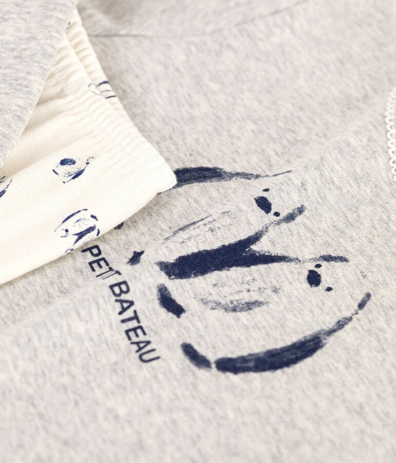 Children's penguin print cotton pyjamas grey/multicolor