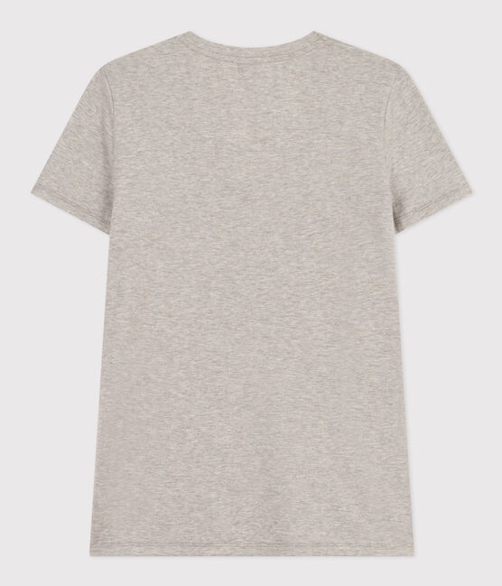 Women's Straight V-Neck Cotton T-Shirt CHATON CHINE grey