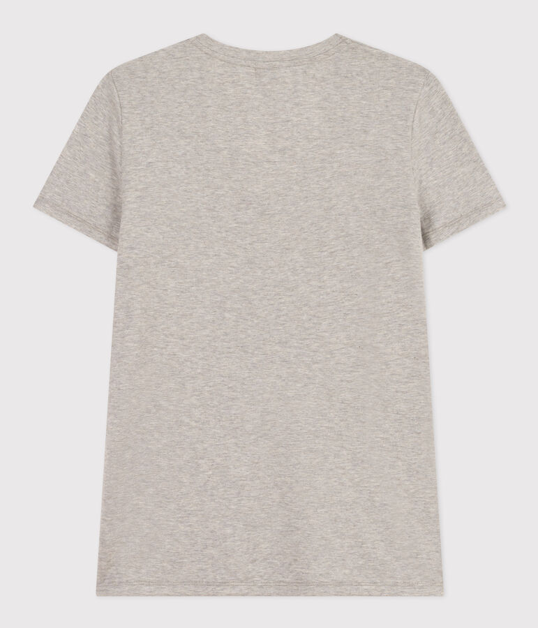 Women's Straight V-Neck Cotton T-Shirt grey