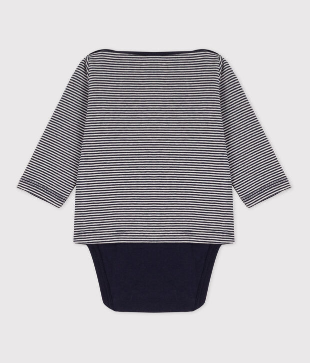 Babies' Cotton T-Shirt Bodysuit blue/white