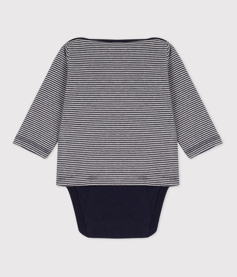 Babies' Cotton T-Shirt Bodysuit blue/white