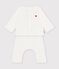 Baby set in plain embroidered cotton chest white