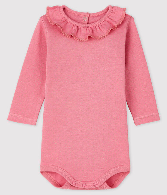 Baby girl's long-sleeved bodysuit CHEEK pink/DORE yellow