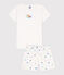 Girls' Sealife Themed Short Cotton Pyjamas MARSHMALLOW white/MULTICO white