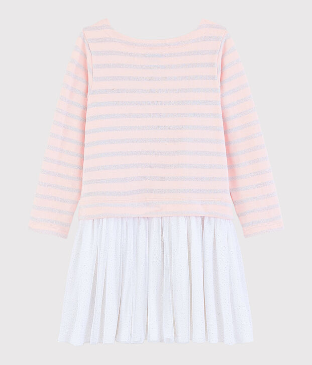 Girl's Long-sleeved Dress pink/grey