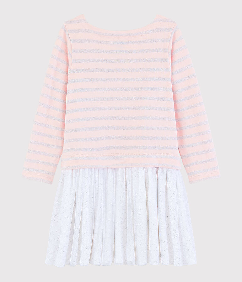 Girl's Long-sleeved Dress pink/grey