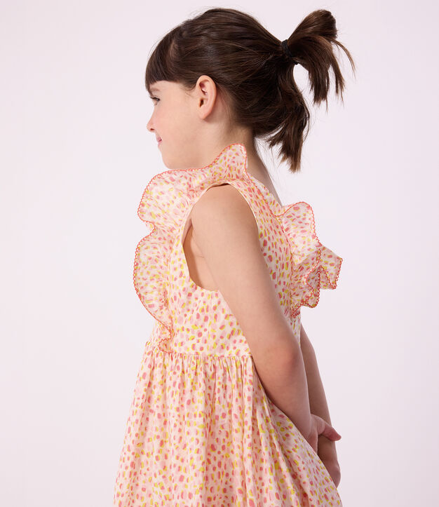 Children's sleeveless printed cotton halter-neck dress white/multicolor