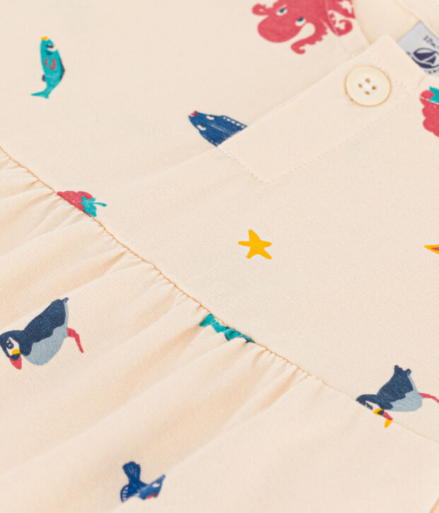 Babies' Patterned Jersey Short-Sleeved Dress Ecru/multicolor
