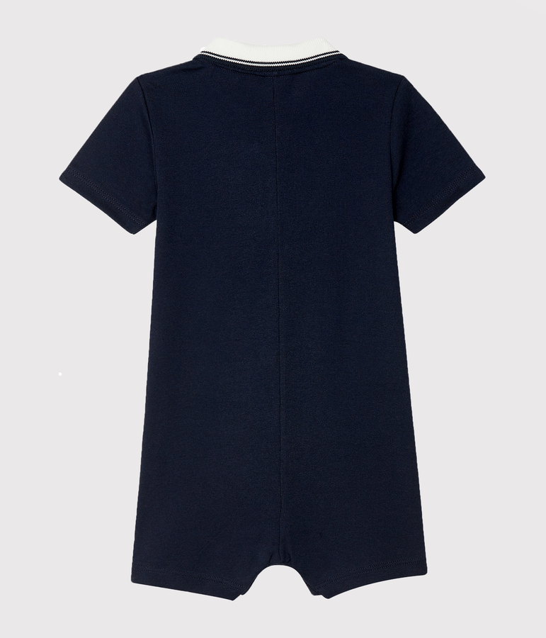 Baby Boys' Short Cotton Polo Shirt Playsuit blue