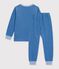Children's plain ribbed velour pyjamas blue