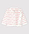Petit Bateau Babies' Organic Cotton Cardigan With Woven "Je t'aime" MARSHMALLOW white/TERKUIT red