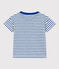 Children's Stripy Unisex Cotton T-Shirt MARSHMALLOW white/PERSE blue
