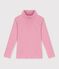 Children's plain cotton rollneck top pink
