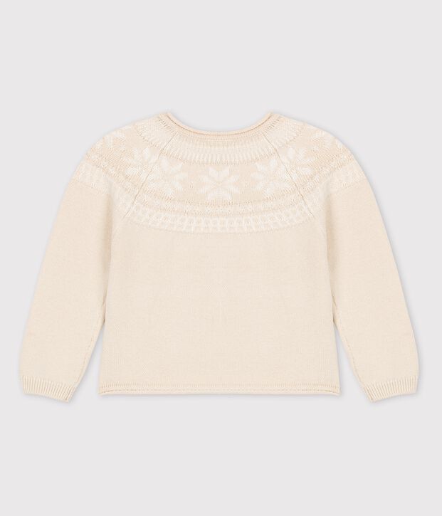 Girls' Wool/Cotton Jumper beige/white
